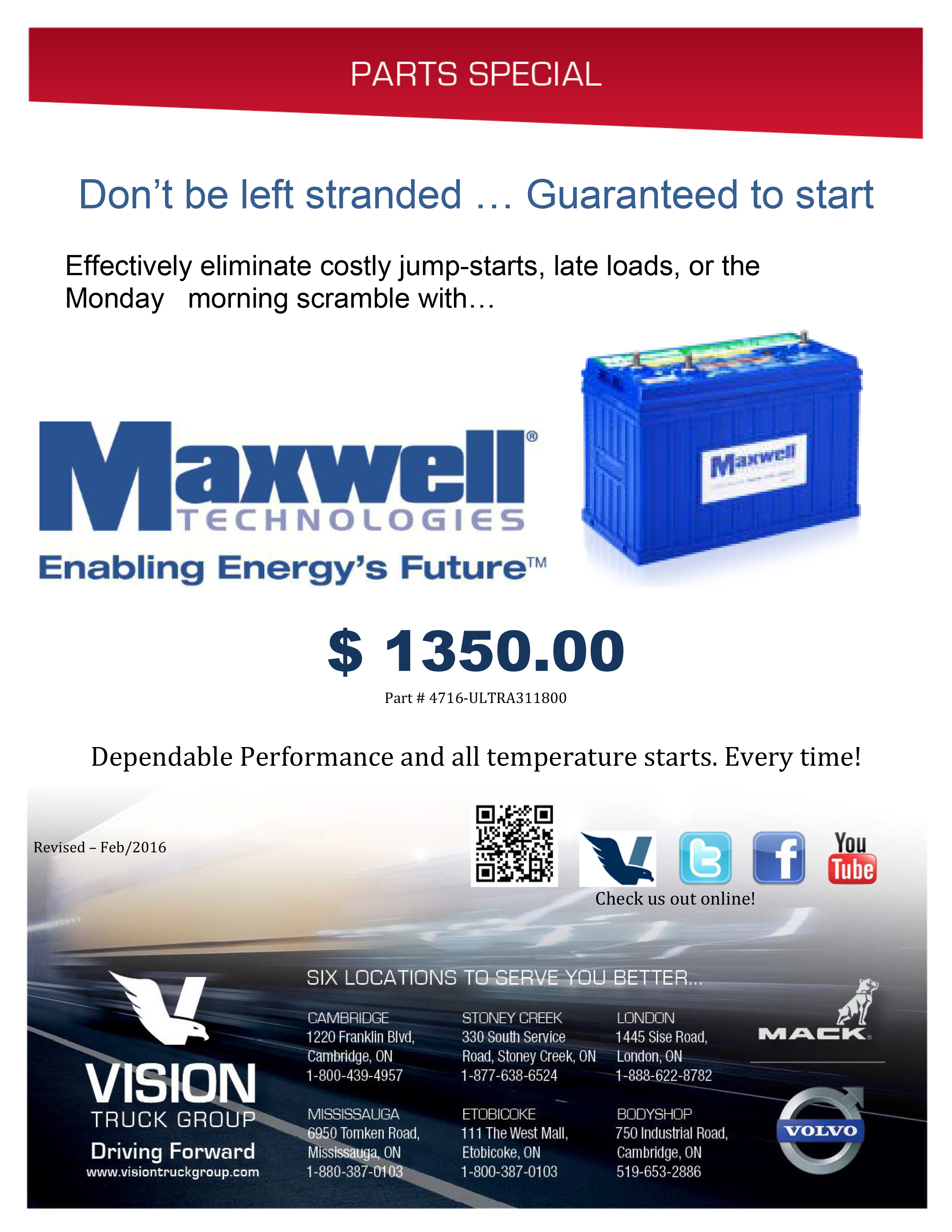 Maxwell Technologies Battery Promo Maxwell Technologies Battery Promotional Flyer